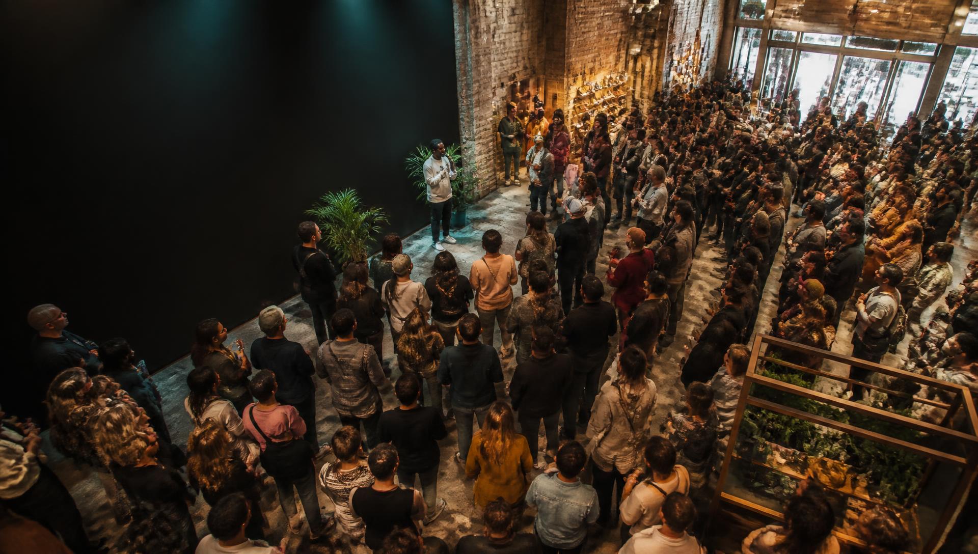 Large crowd participating in a real-world activation